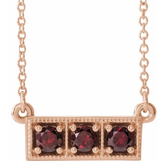 Iris Garnet Bar Necklace