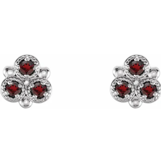 Clover Garnet Earrings