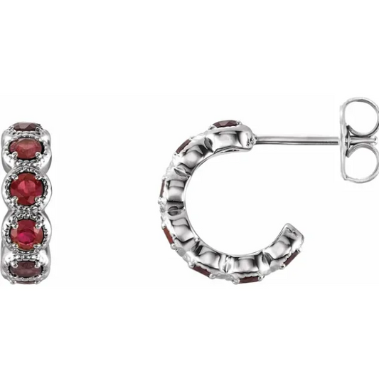 Garnet Hoop Earrings