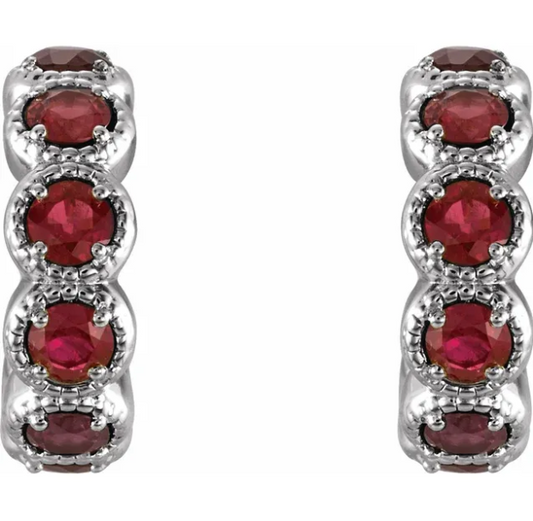 Garnet Hoop Earrings