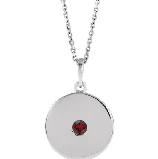 Poppy Garnet Disc Necklace