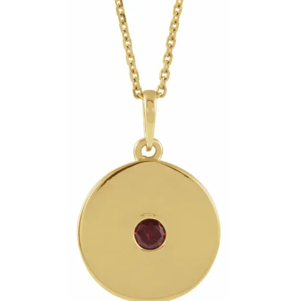 Poppy Garnet Disc Necklace