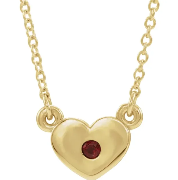 Tulip Garnet Heart Necklace