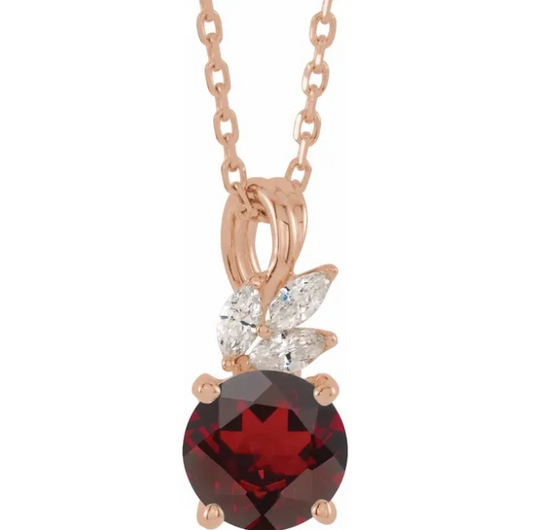 Orchid Garnet & Diamond Necklace