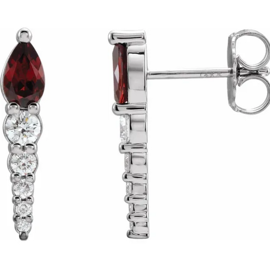 Dahlia Garnet & Diamond Earrings