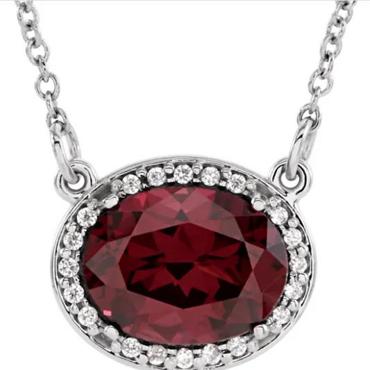 Plumeria Rhodolite Garnet & Diamond Necklace