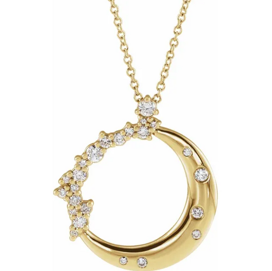 Aster Diamond Crescent Moon Necklace