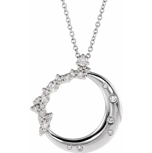 Aster Diamond Crescent Moon Necklace