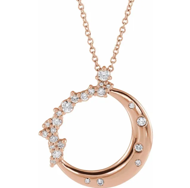 Aster Diamond Crescent Moon Necklace