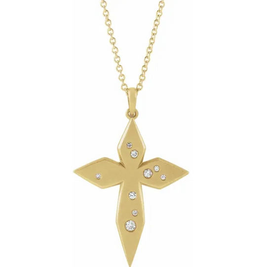 Daffodil Diamond Cross Necklace