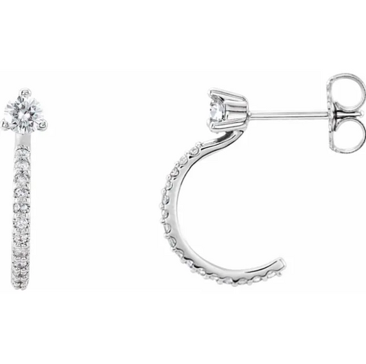 Diamond J Hoop Earrings