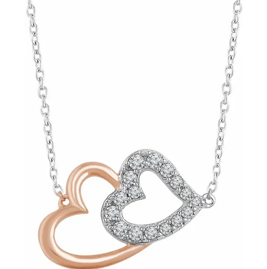 Rose Diamond Double Heart Necklace