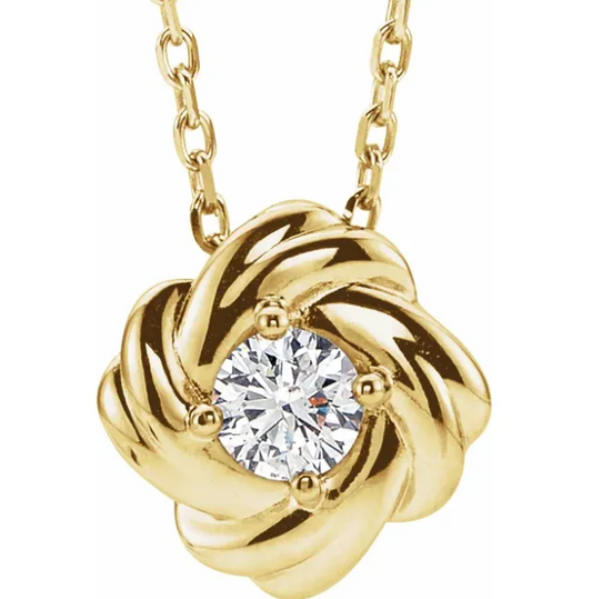 Rose Diamond Love Knot Necklace