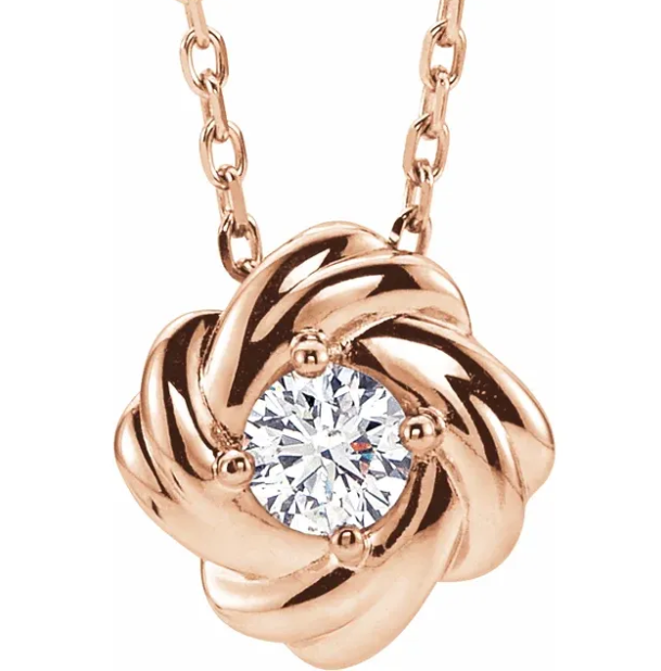 Rose Diamond Love Knot Necklace