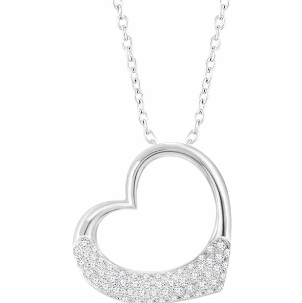 Peony Pave Diamond Heart Necklace