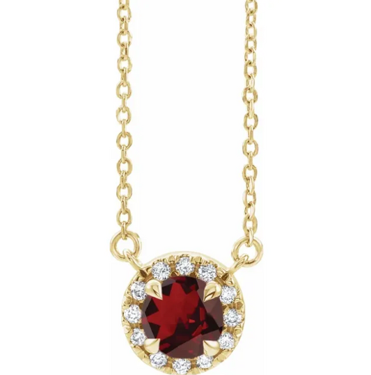 Hydrangea Garnet & Diamond Necklace