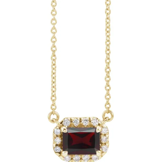 Zinnia Cut Garnet & Diamond Necklace