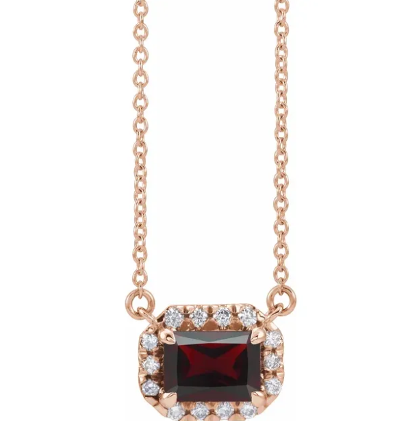 Zinnia Cut Garnet & Diamond Necklace