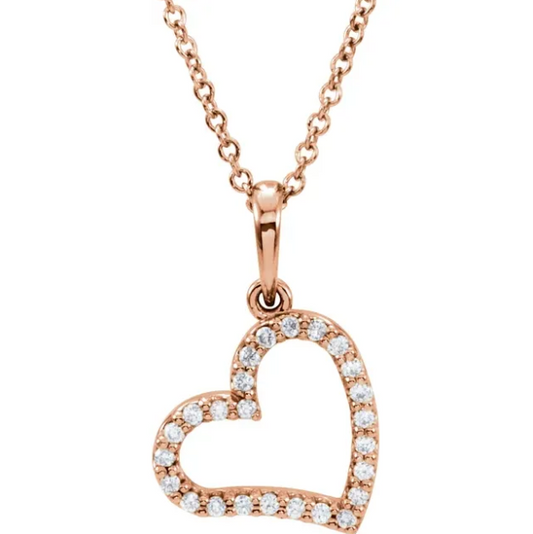 Peony Diamond Heart Necklace