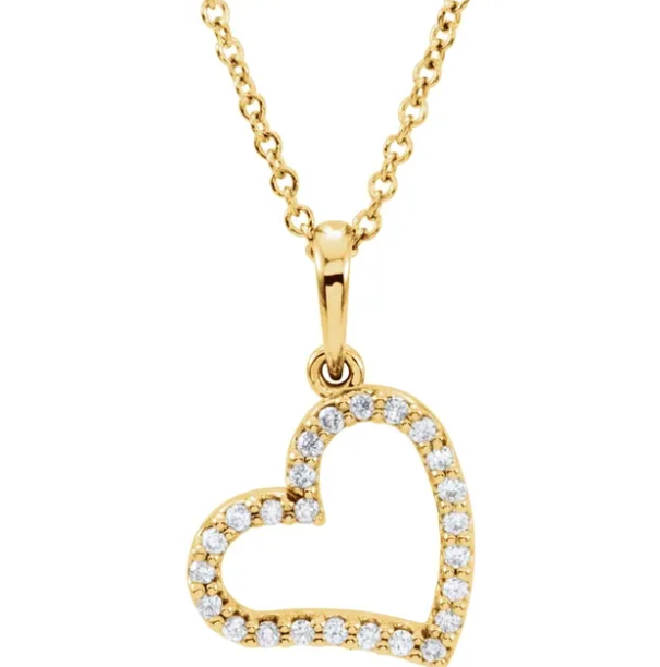 Peony Diamond Heart Necklace