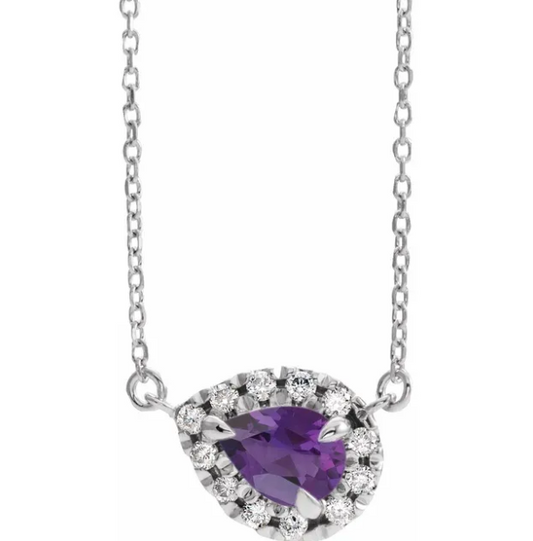 Amethyst and Diamond Sterling Silver Necklace