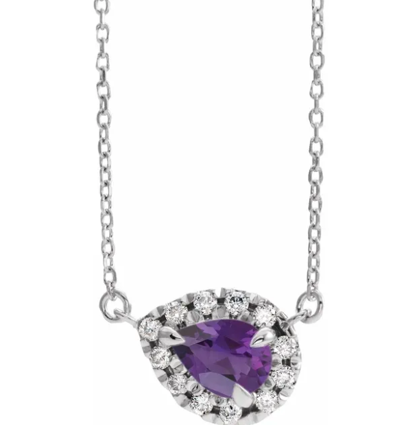 Amethyst and Diamond White Gold Necklace
