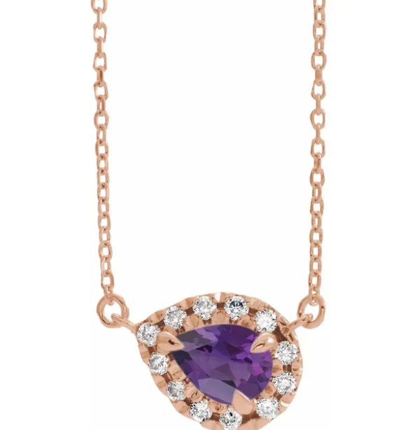 Amethyst and Diamond Rose Gold Necklace