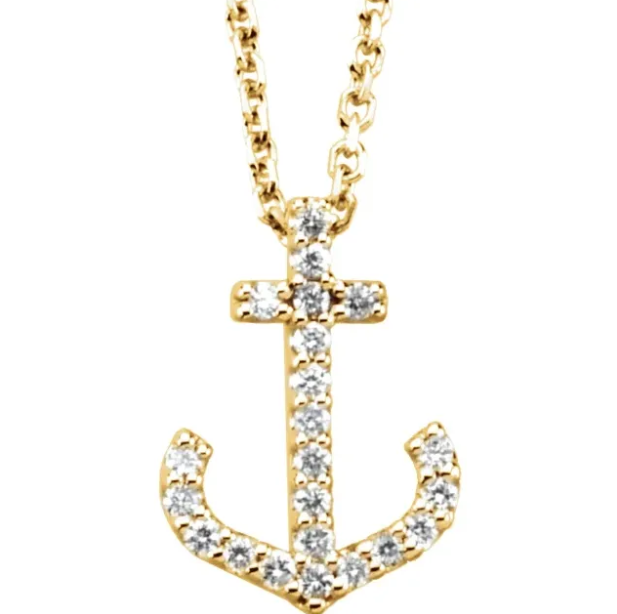 Hibiscus Diamond Anchor Necklace