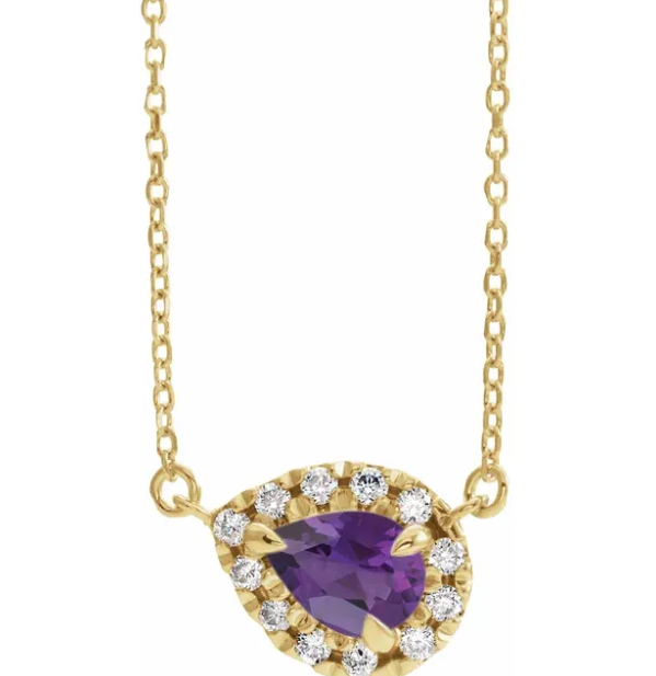 Amethyst and Diamond Yellow Gold Necklace
