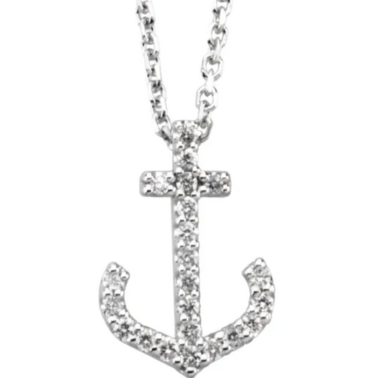 Hibiscus Diamond Anchor Necklace