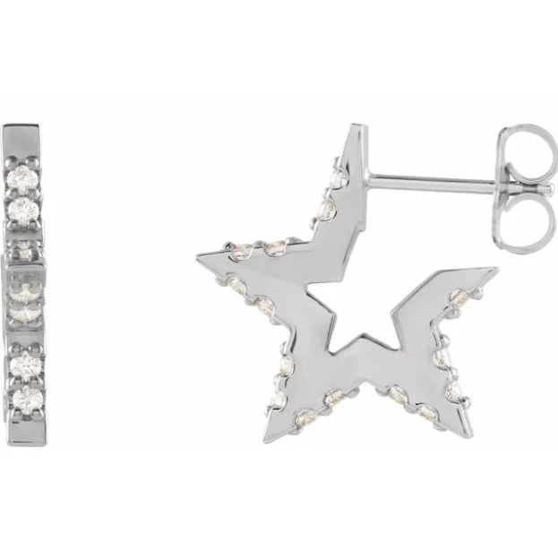 Aster Diamond Star Hoop Earrings