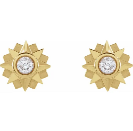 Aster Diamond Sun Stud Earrings