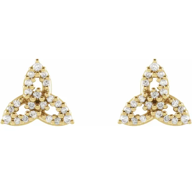 Clover Celtic Diamond Trinity Earrings