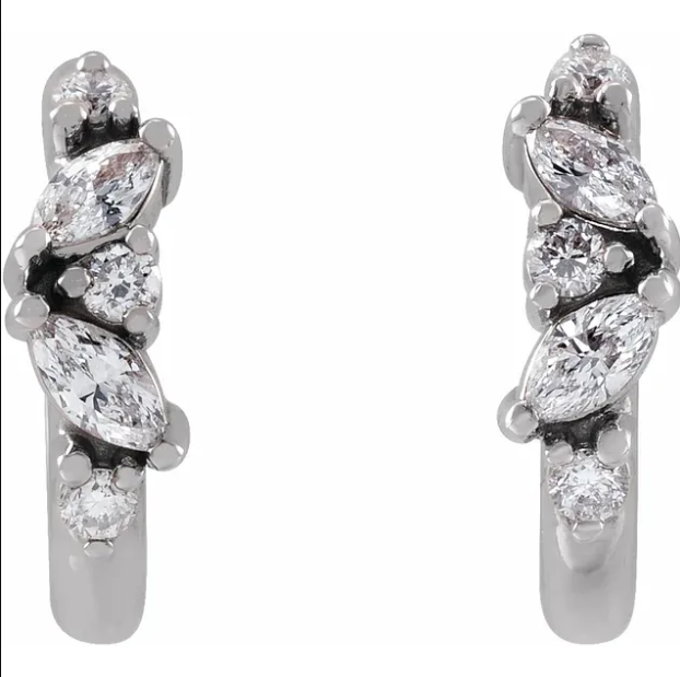 Wildflower Diamond Huggie Earrings
