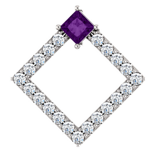 Dahlia Square Amethyst & Diamond Pendant