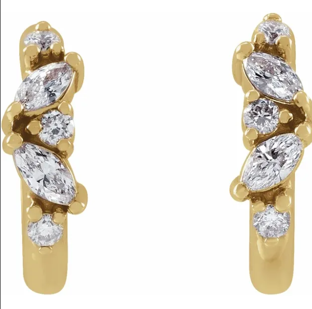 Wildflower Diamond Huggie Earrings