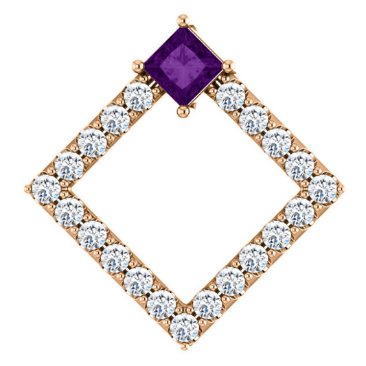 Dahlia Square Amethyst & Diamond Pendant