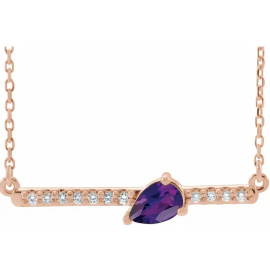 Lilac Amethyst & Diamond Bar Necklace