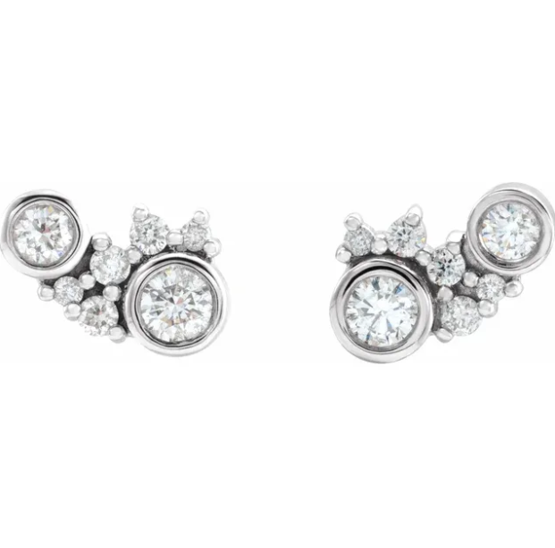 Wildflower Diamond Bezel Earrings