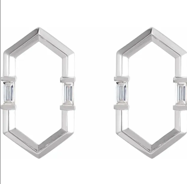 Dahlia Diamond Hexagon Stud Earrings
