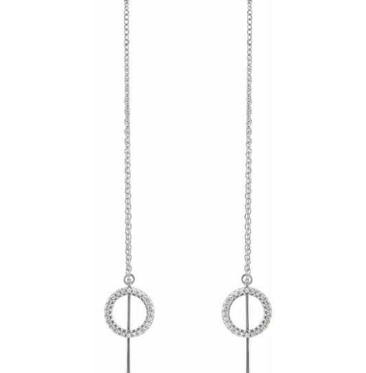 Craspedia Diamond Circle Threader Earrings