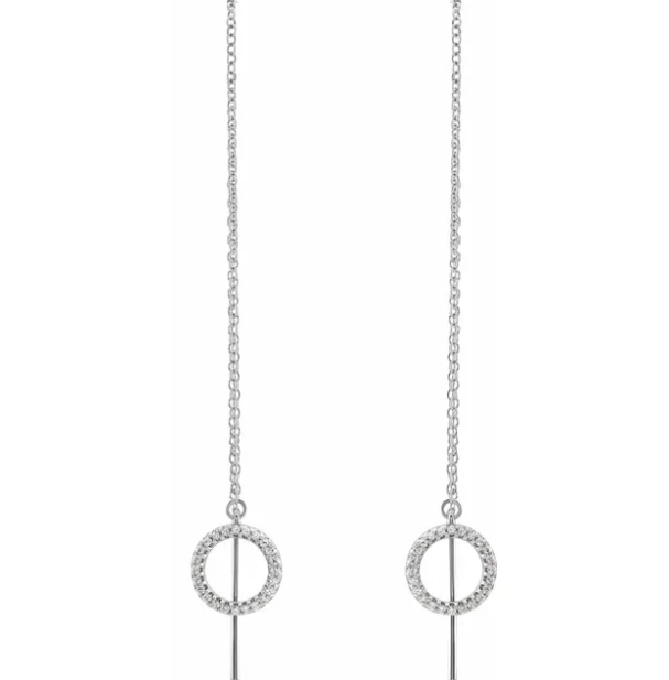 Craspedia Diamond Circle Threader Earrings