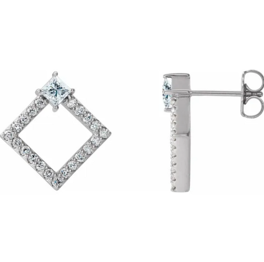 Dahlia Square Diamond Stud Earrings