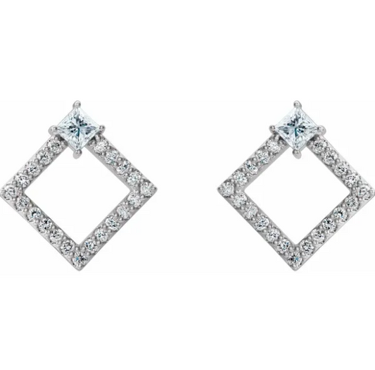 Dahlia Square Diamond Stud Earrings