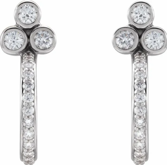 Poppy Diamond J Hoop Earrings