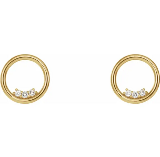 Craspedia Diamond Circle Earrings