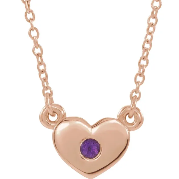 Amethyst Heart Rose Gold Necklace