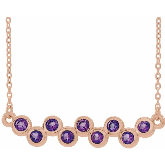 Amethyst Rose Gold Bar Necklace