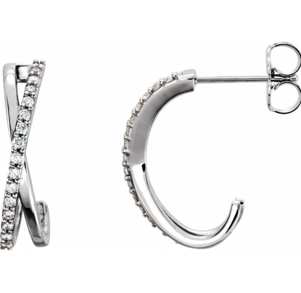 Ivy Diamond J Hoop Earrings