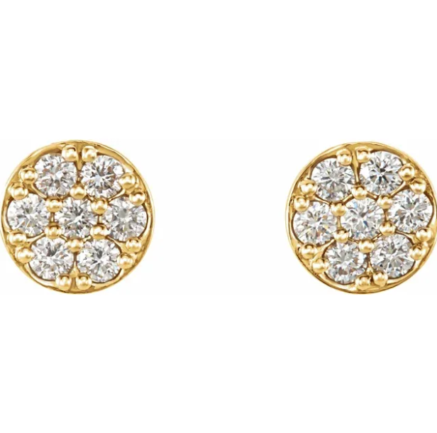 Craspedia Diamond Circle Cluster Earrings